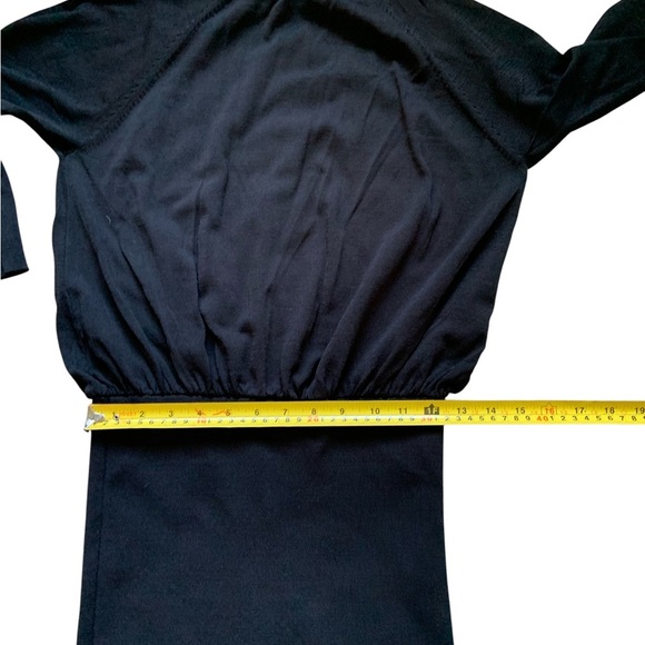 Zara Black Bodycon Dress Fitted Knit Midi Long Sleeve Small - Picture 3 of 9